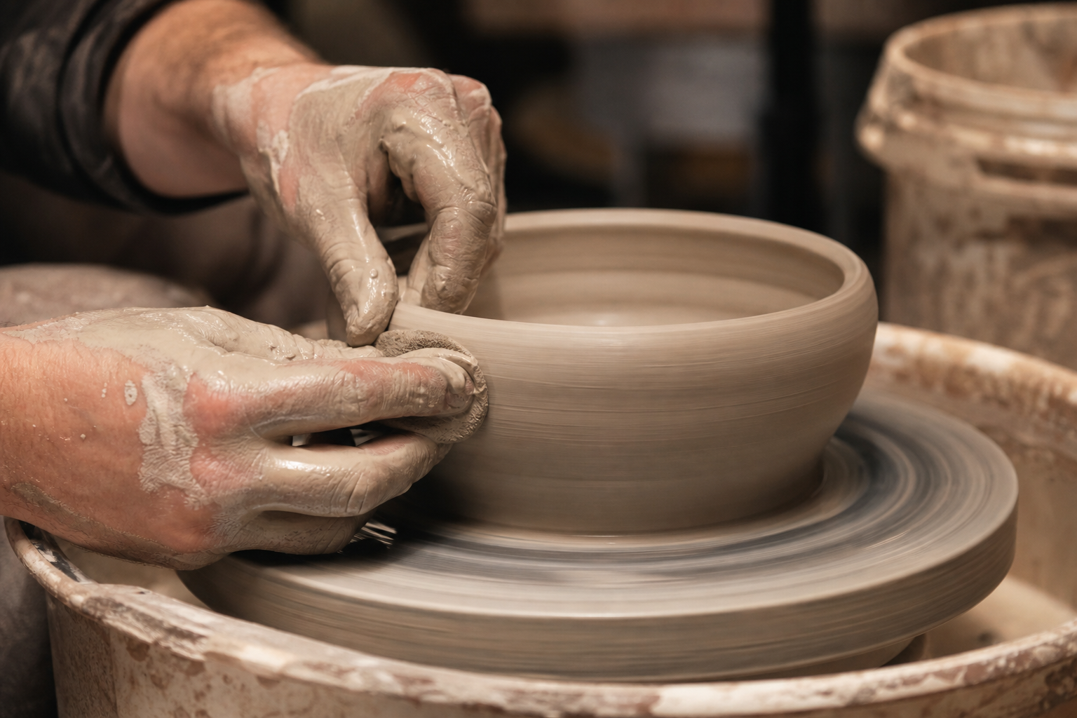 Wheel-throwing course at the studio